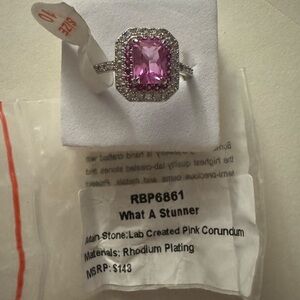 Bomb Party “What A Stunner” RBP6861 Pink Corundum Ring with Rhodium Plating
